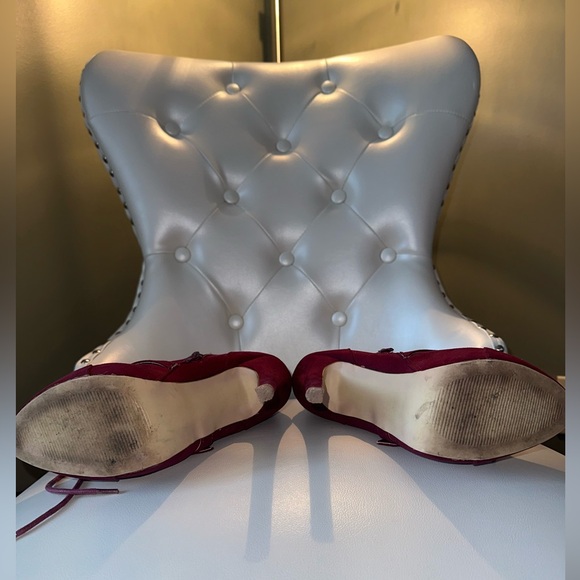 Burgundy Lace Up Boots - Picture 6 of 6